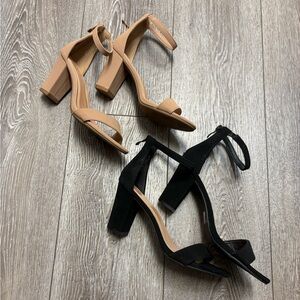 Bundle windsor Elegant Black and Tan Block Heel Sandals